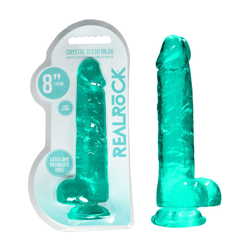 RealRock 8'' Realistic Dildo with Balls - Turquoise